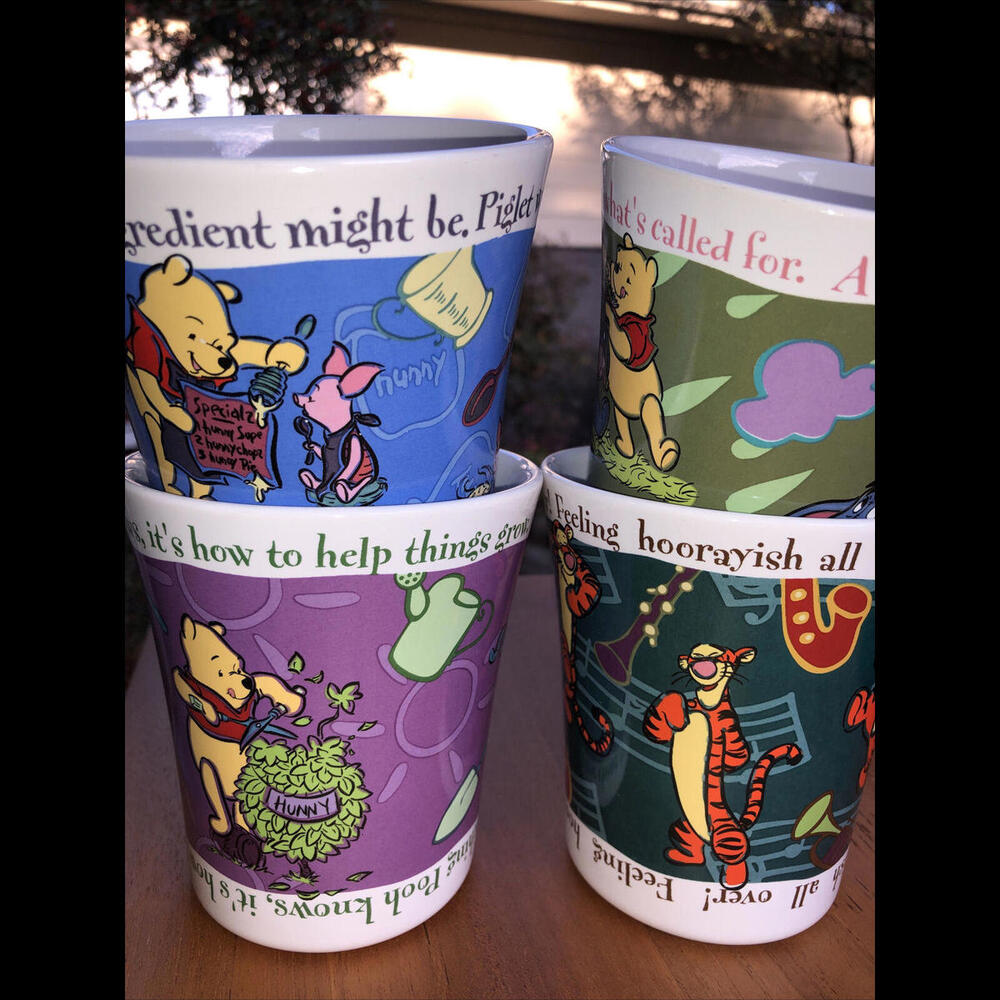 Winnie The Pooh Mug Set of Four FTD 16oz Coffee Mugs Disney Piglet Tigger Eeyore